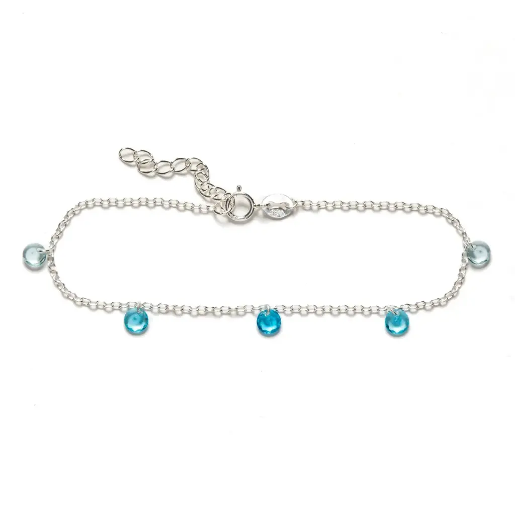 Pulseira ou Tornozeleira  Zircônias Azuis